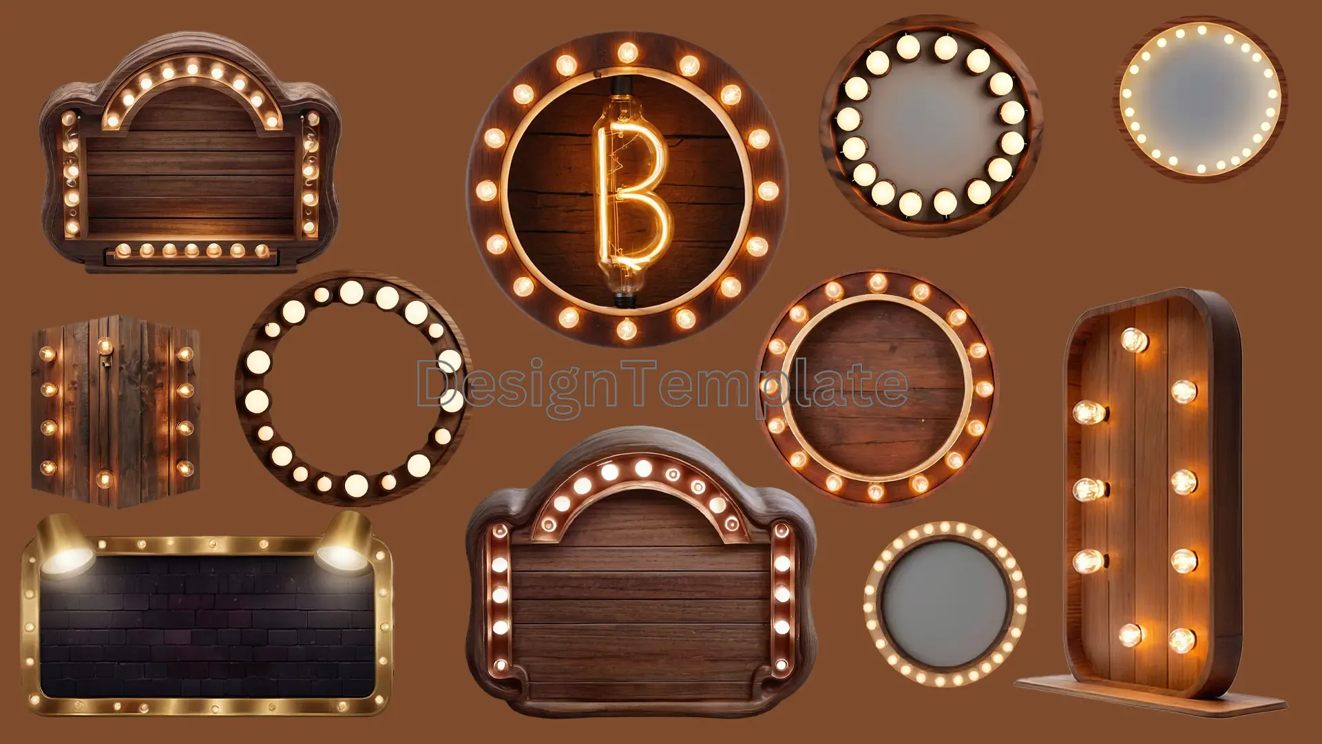 Vintage marquee sign boards 3D design elements pack image